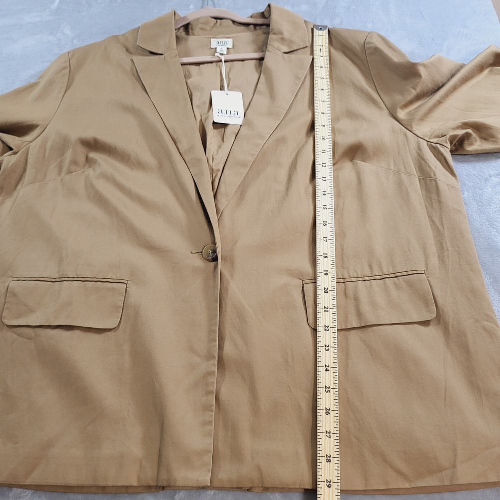 a.n.a Womens 2X Tannin Tan Lyocell Linen Blend Single Button Blazer New NWT $84 - Picture 5 of 9